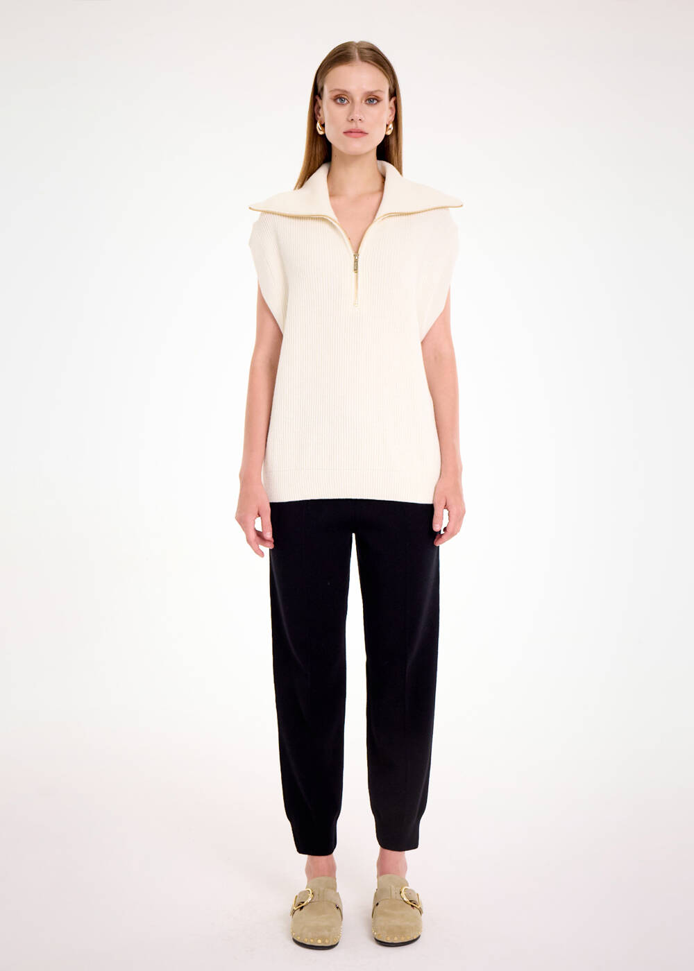 OVERSIZE ECRU KNIT VEST - 2