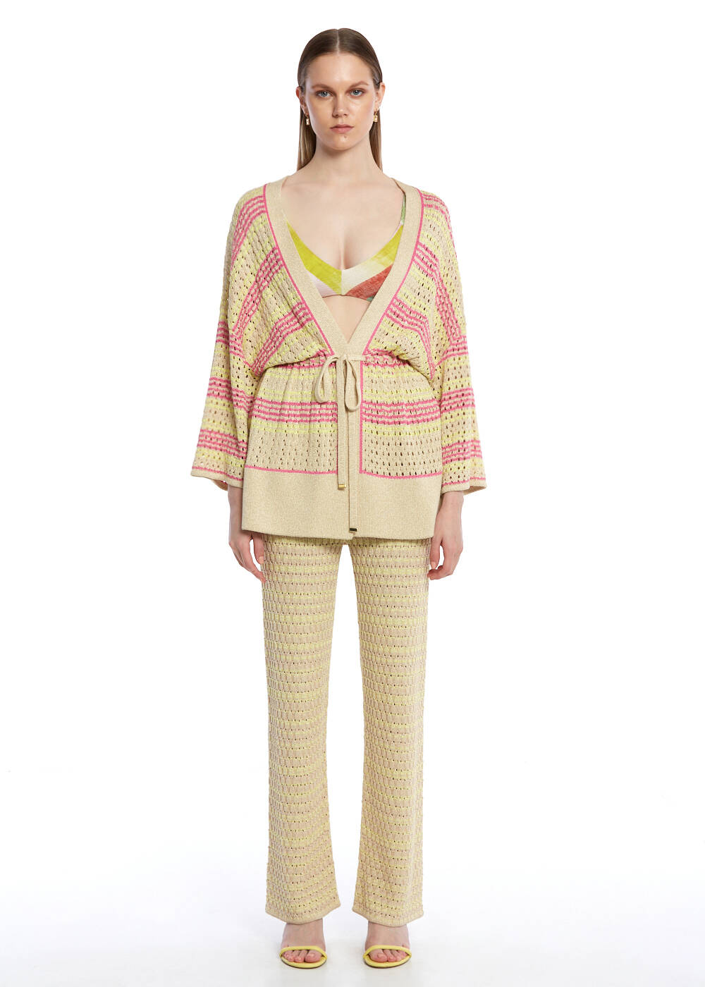 Özel Örgü Detaylı Triko Kimono - 2