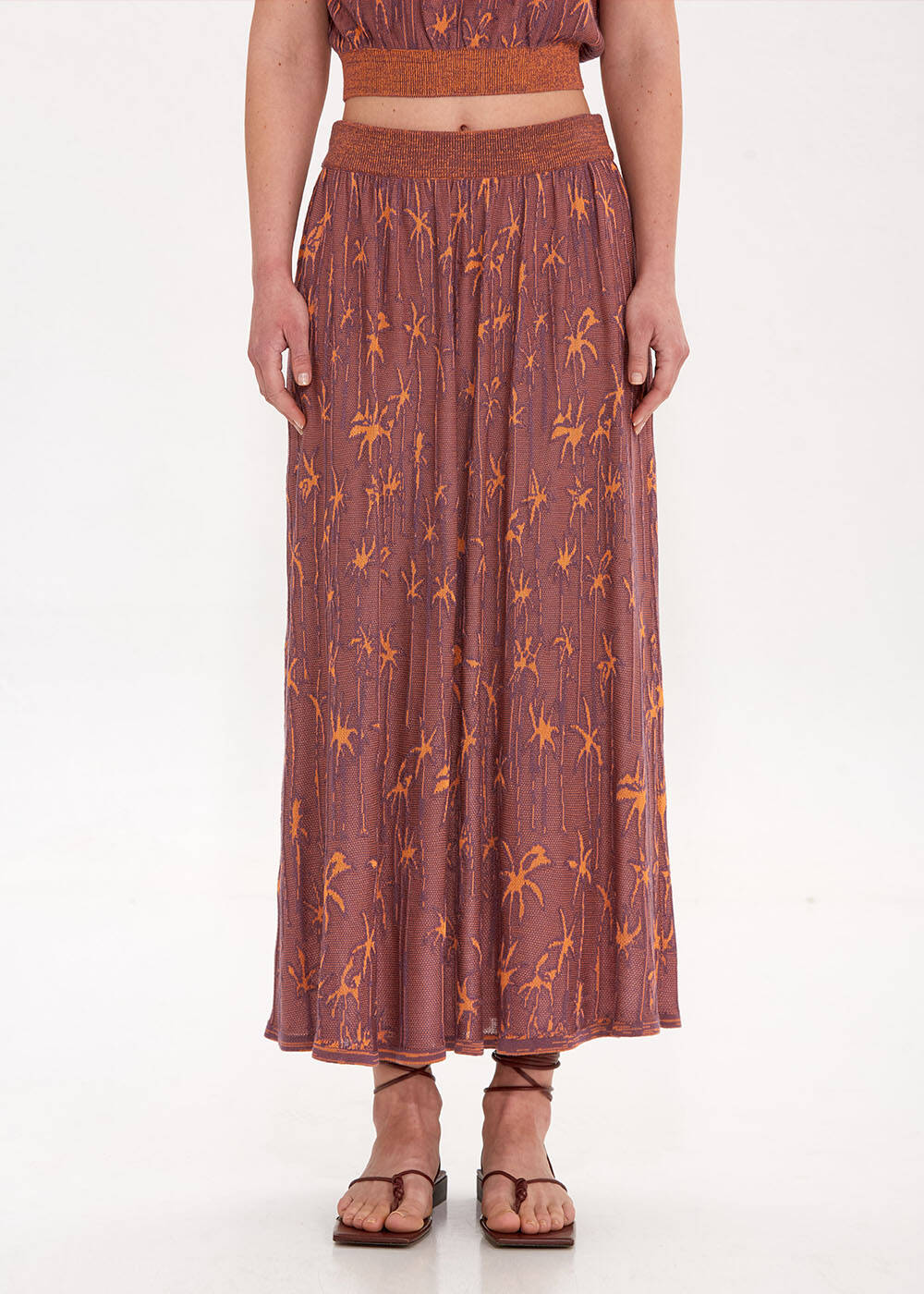 PALM PATTERNED KNIT SKIRT - 2