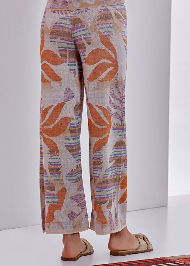 Çiçek Desenli Pembe Trıko Pantolon · 3
