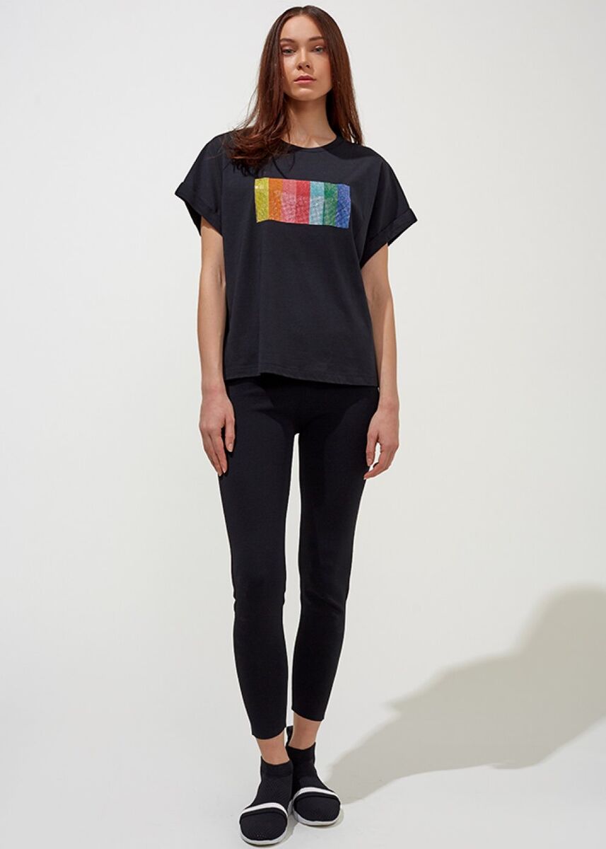 Pamuk Bisiklet Yaka Siyah T-Shirt · 2
