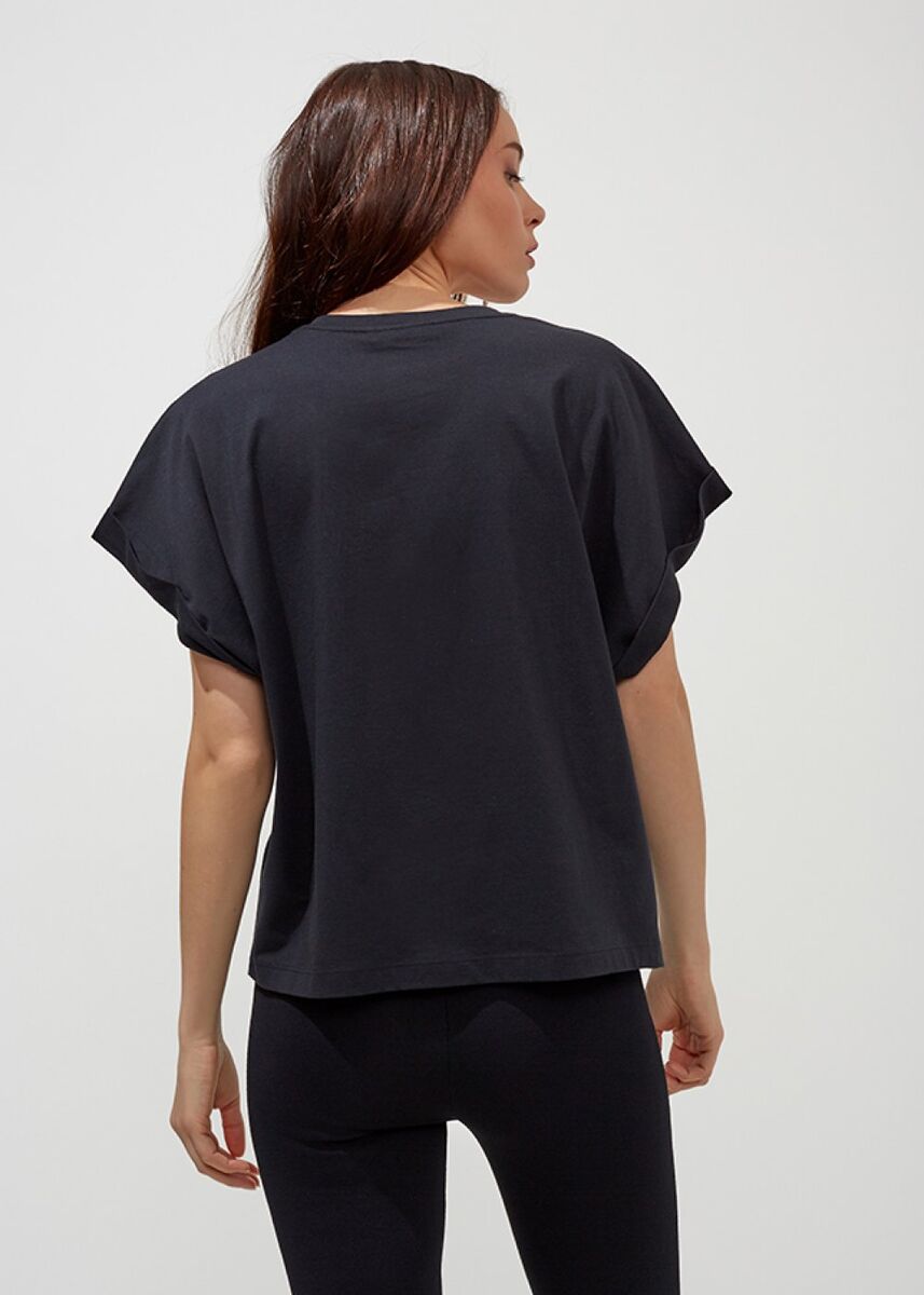 Pamuk Bisiklet Yaka Siyah T-Shirt · 3