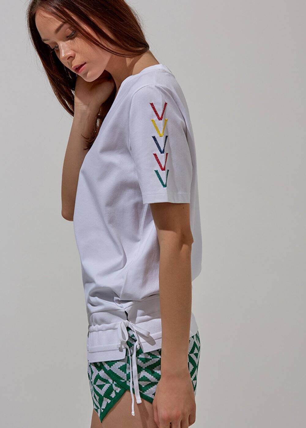 Pamuk V Yaka Beyaz T-Shirt - 2