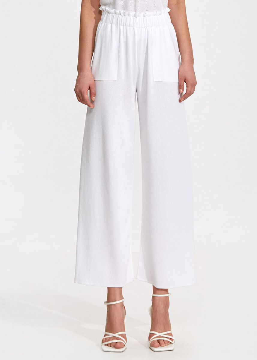 Paperbag Whıte Knıt Pants - KNITSS