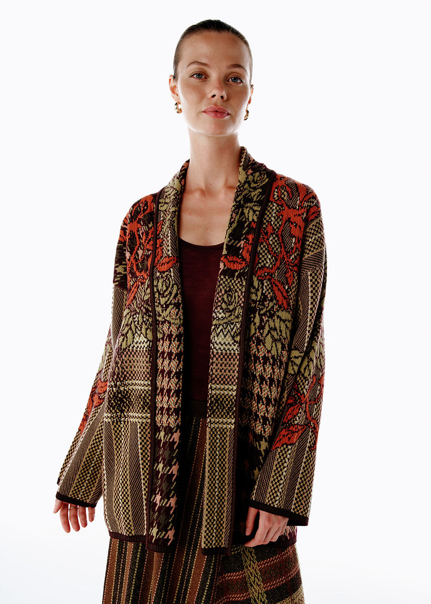 PATCHWORK PATTERNED KNIT CARDIGAN - KNITSS