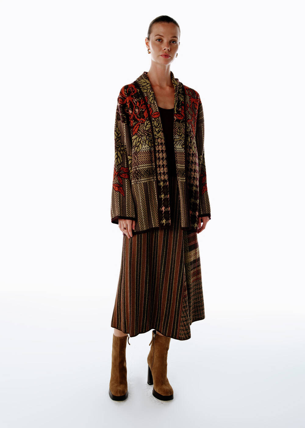 PATCHWORK PATTERNED KNIT CARDIGAN - 2