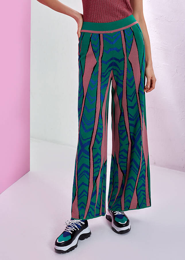 PATTERNED COLORFUL KNIT PANT - 1