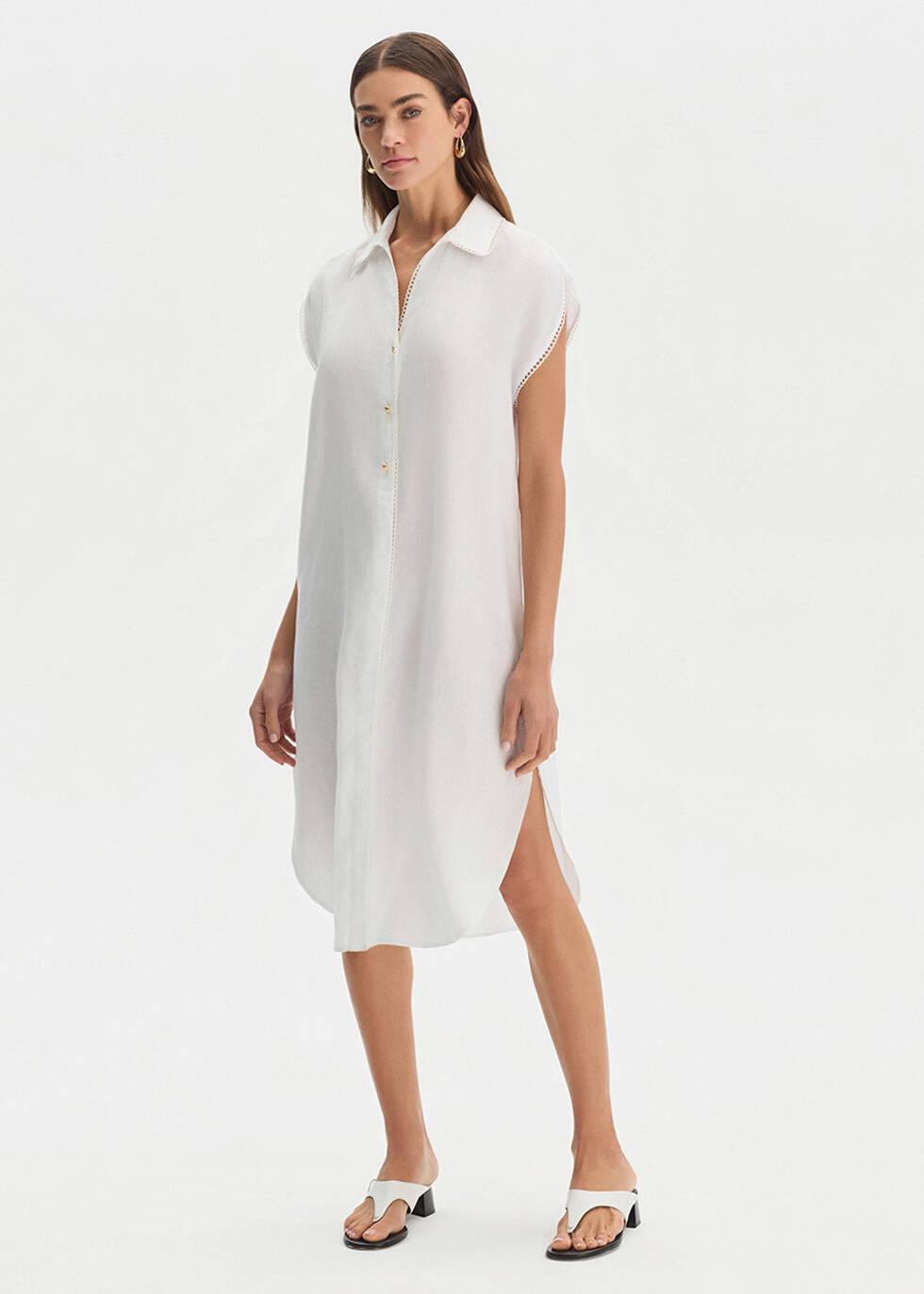 PEARLY CONTRAST DETAILED LINEN TUNIC - 1