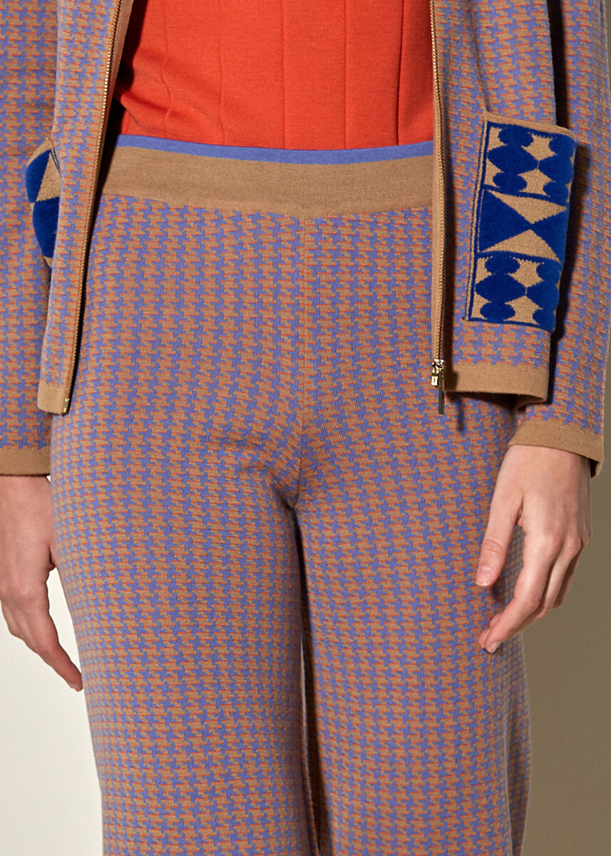 Pembe Mavi Desenli Yün Triko Pantolon · 5