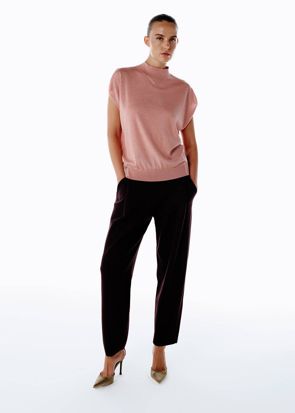 Pembe Merino Yün Karışımlı Triko Üst - 2
