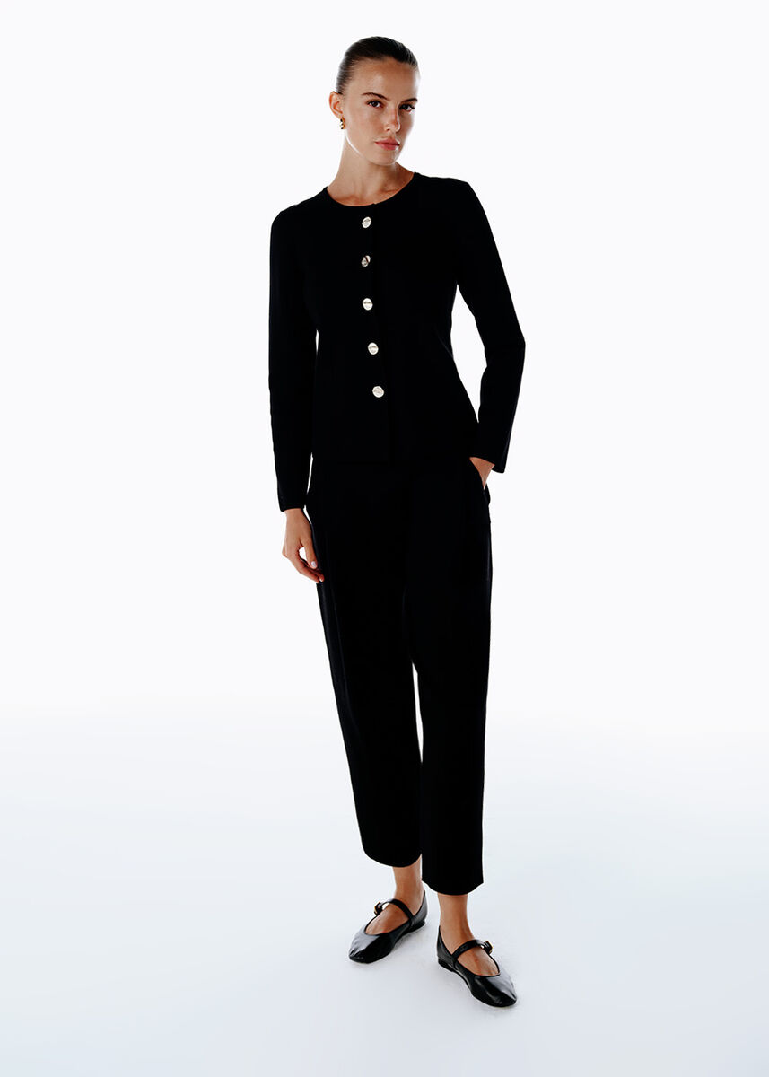 PLEAT DETAILED KNIT PANTS BLACK - KNITSS