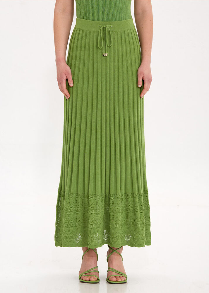 PLEATED DETAIL NEPHRITE KNIT SKIRT - KNITSS (1)