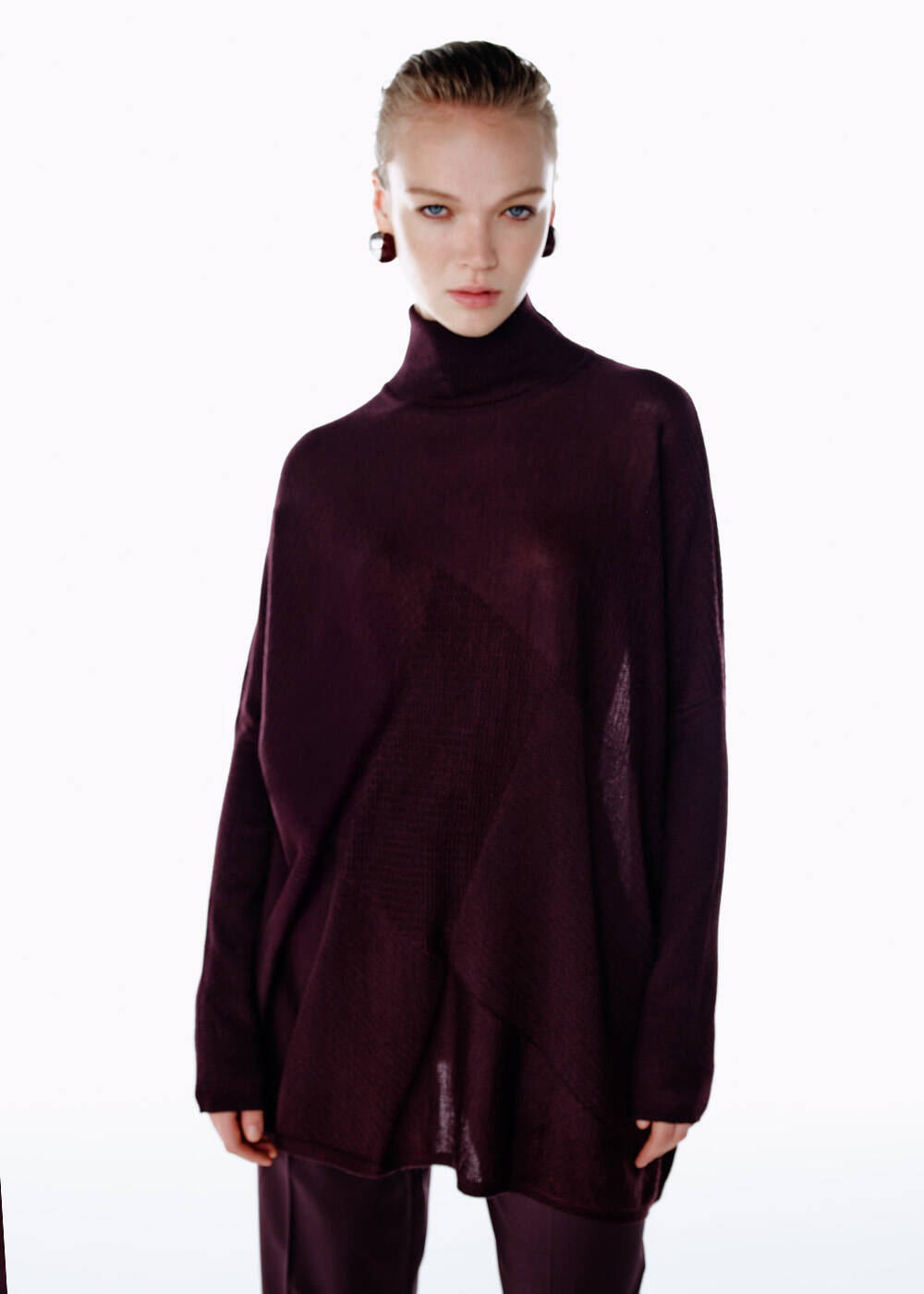 PLUM MERINO WOOL BLEND KNIT TUNIC - 1