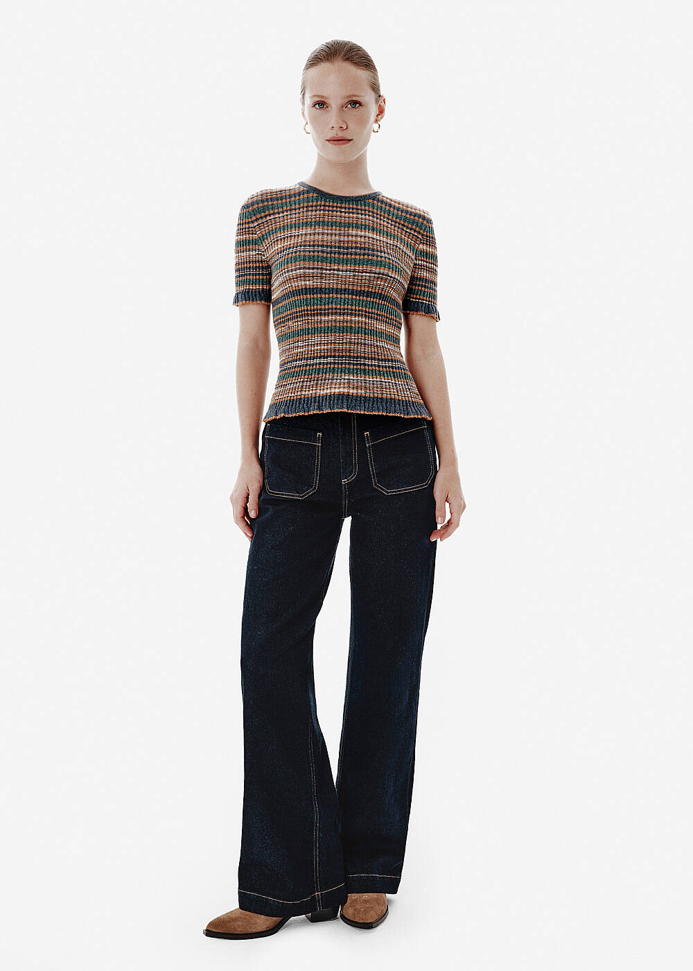 POCKET DARK BLUE DENIM PANTS - 1