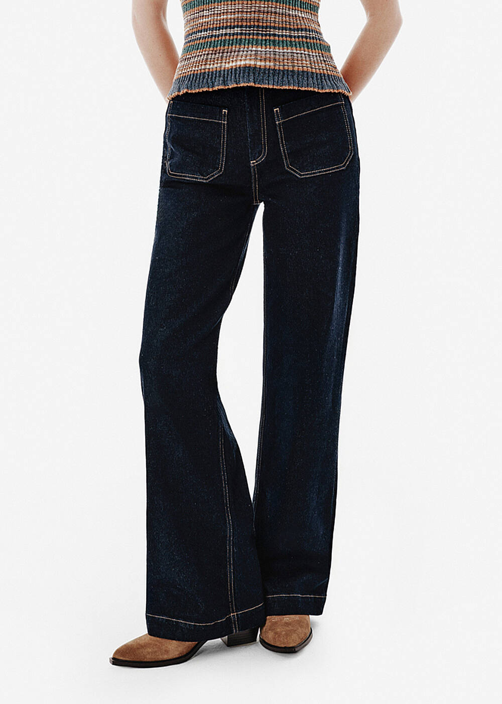 POCKET DARK BLUE DENIM PANTS - 2