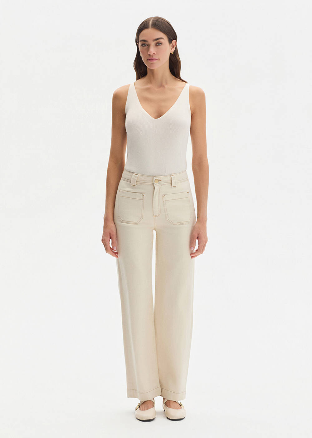 POCKET NATURAL DENIM PANTS - 1