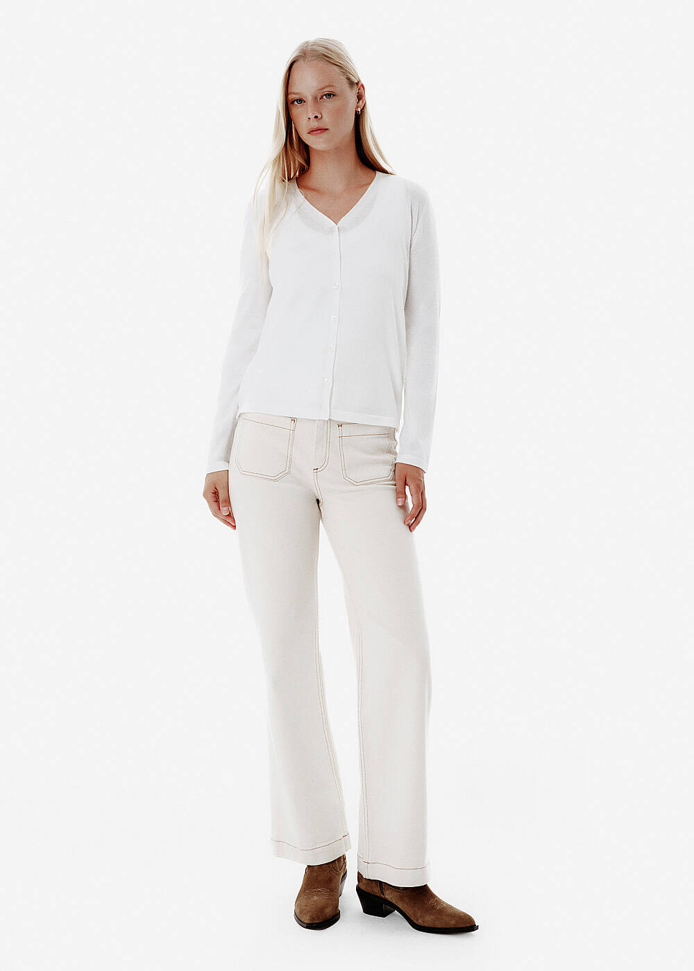 POCKET NATURAL DENIM PANTS - 1