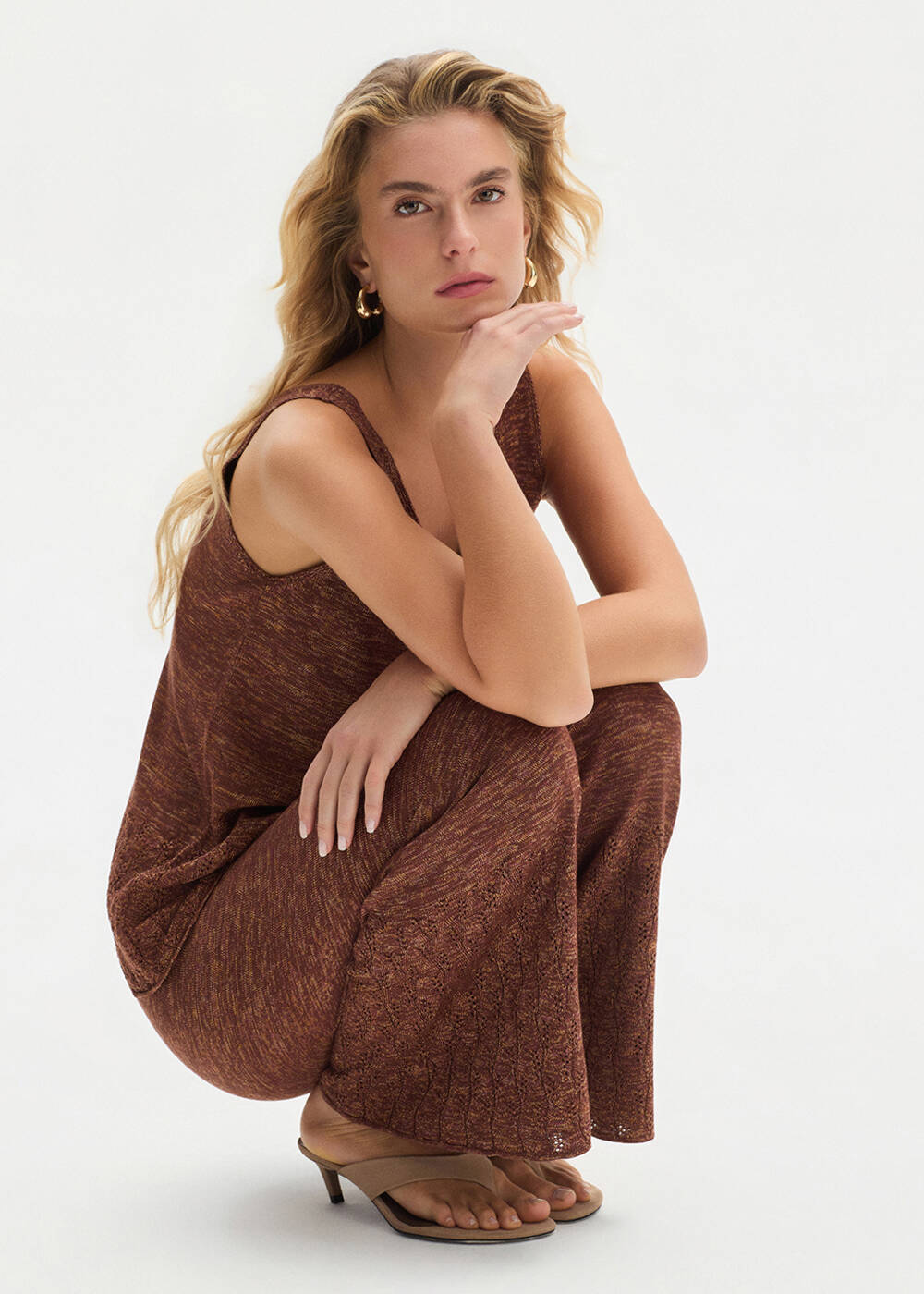 POINTELLA DETAIL BRONZE KNIT PANTS - 2
