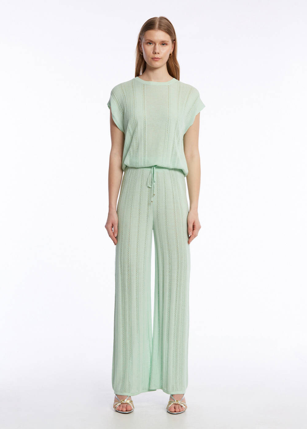 POINTELLA DETAIL MINT KNIT PANTS - 2