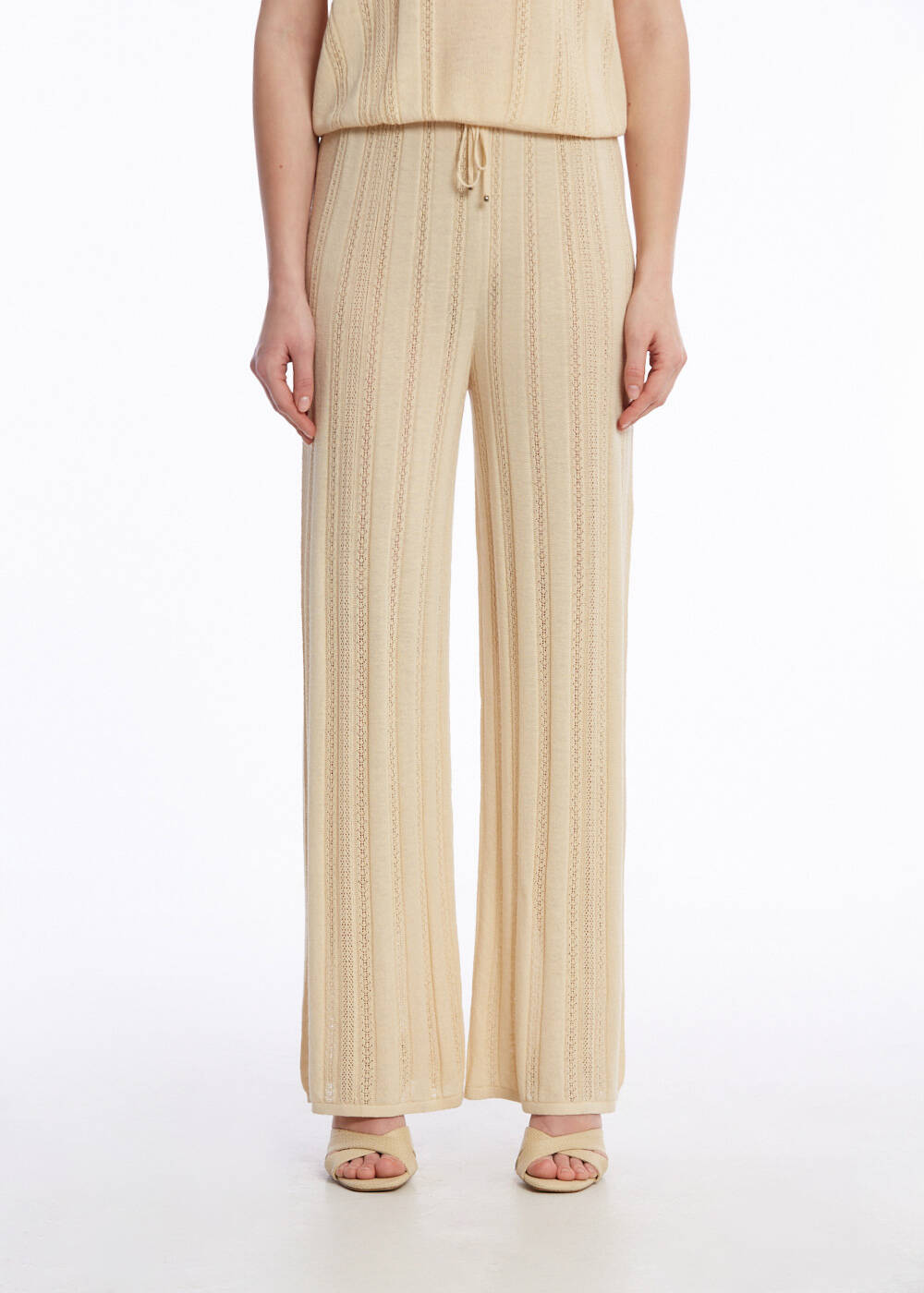 POINTELLA DETAIL SAND KNIT PANTS - 1