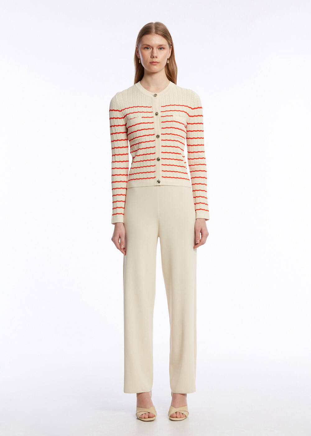 POINTELLA DETAIL SAND LOBSTER KNIT CARDIGAN - 2