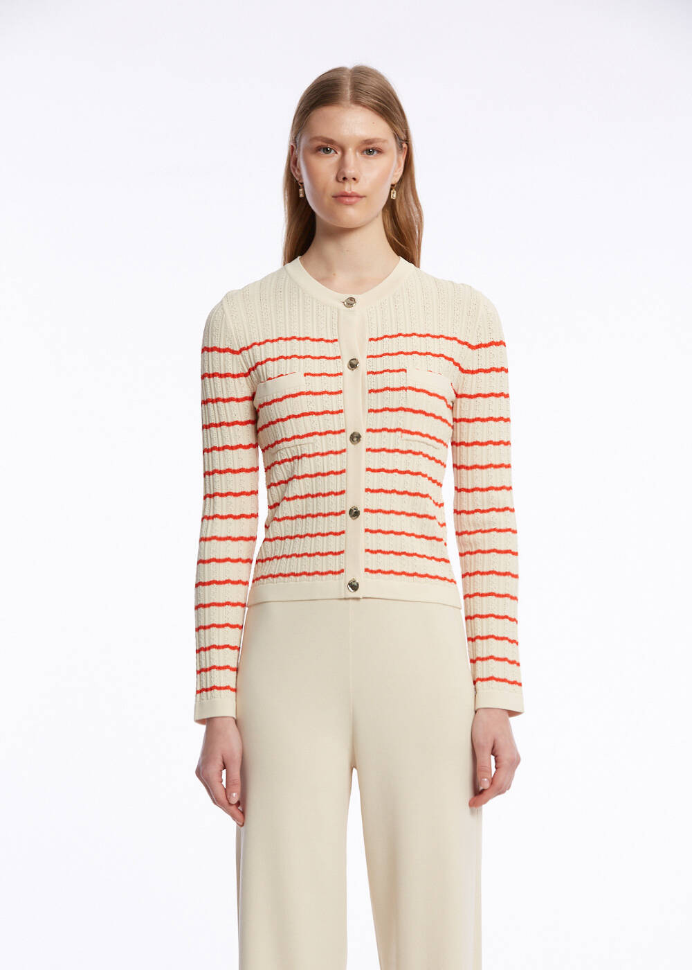 POINTELLA DETAIL SAND LOBSTER KNIT CARDIGAN - 1