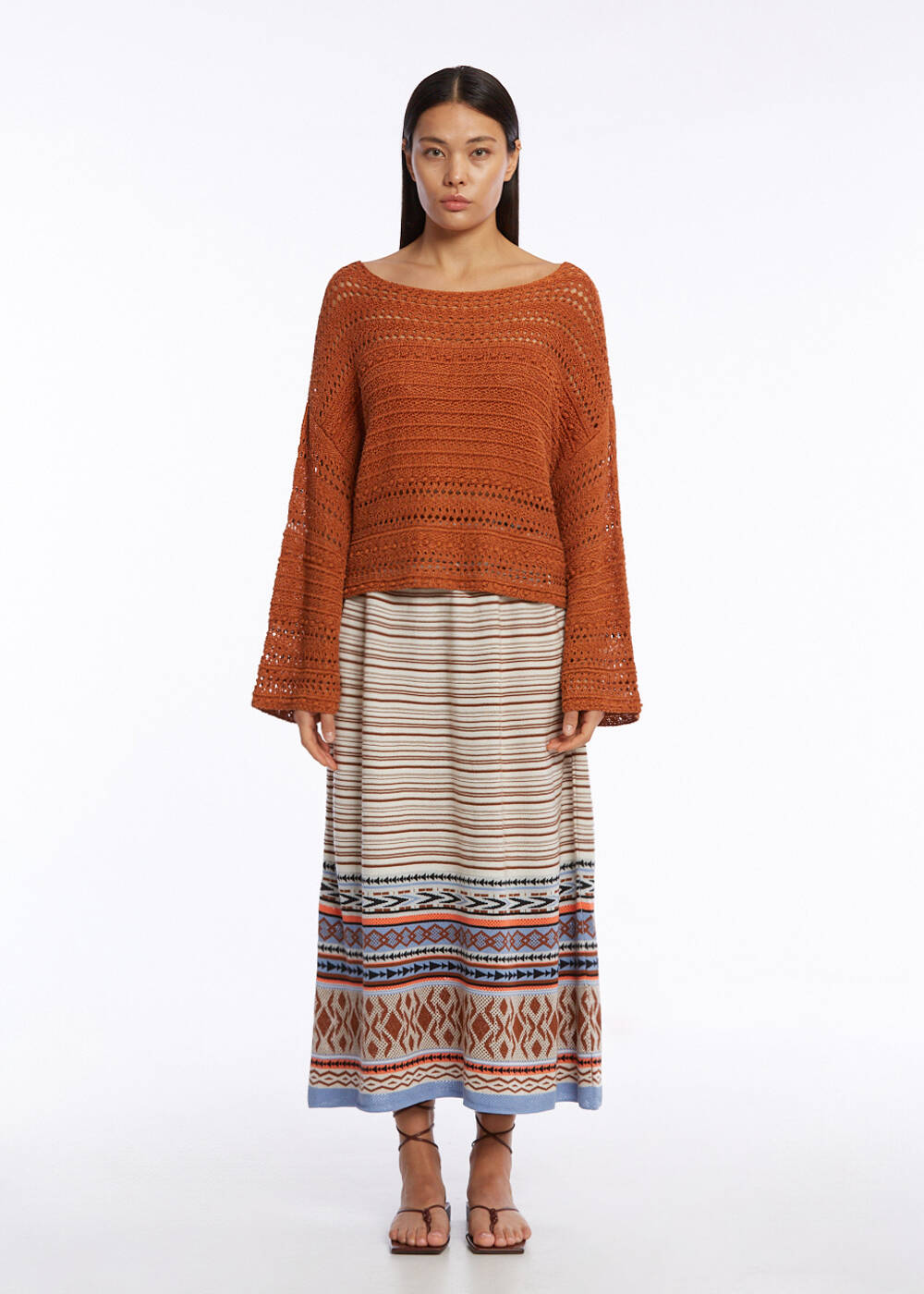 POINTELLE DETAILED OVERSIZE NUTSHELL KNIT TOP - 2