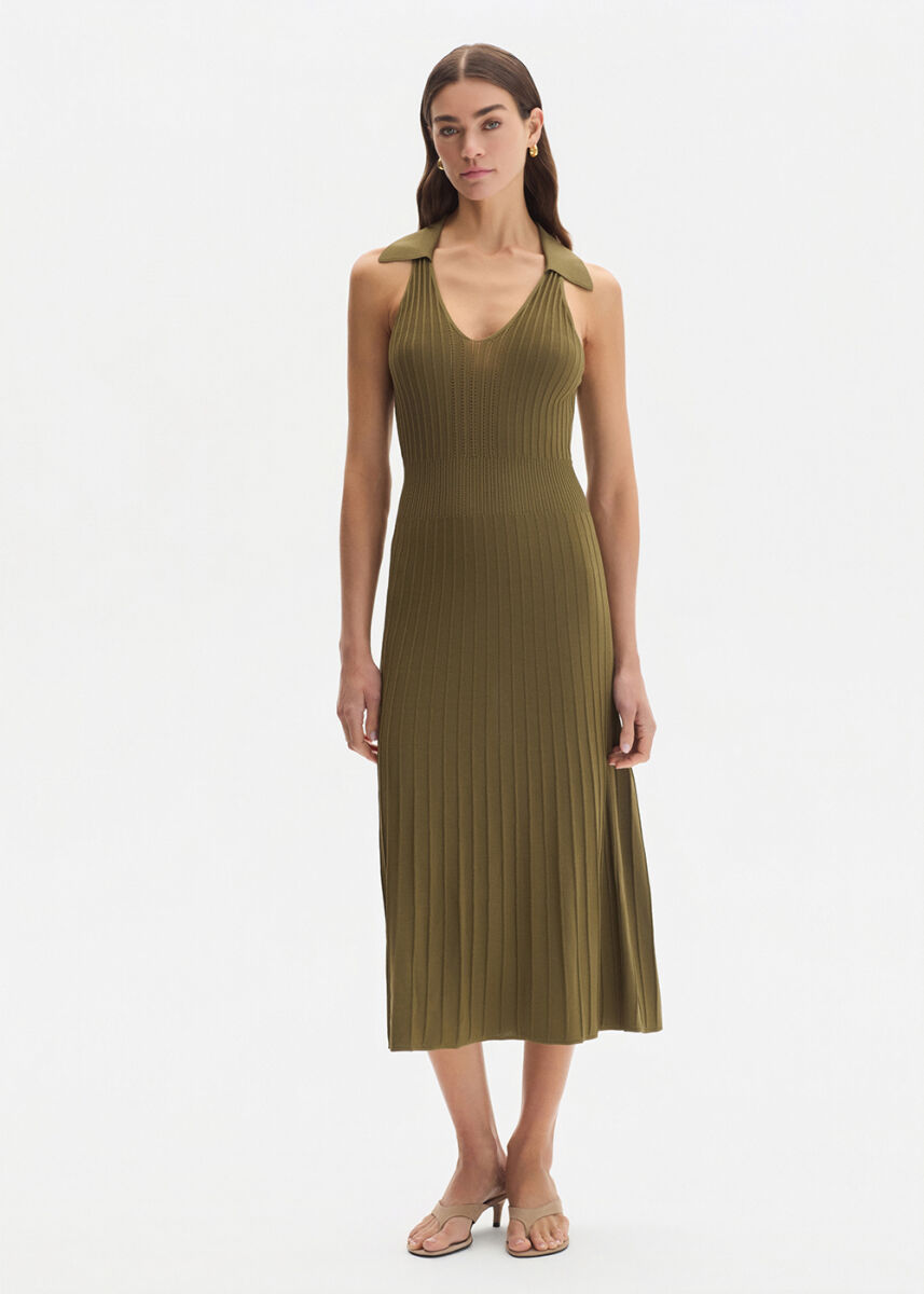 Polo Neck Anıs Knit Dress - KNITSS