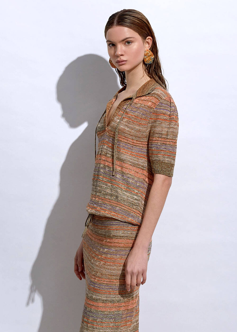 Polo Neck Terracotta Knıt Top - 2