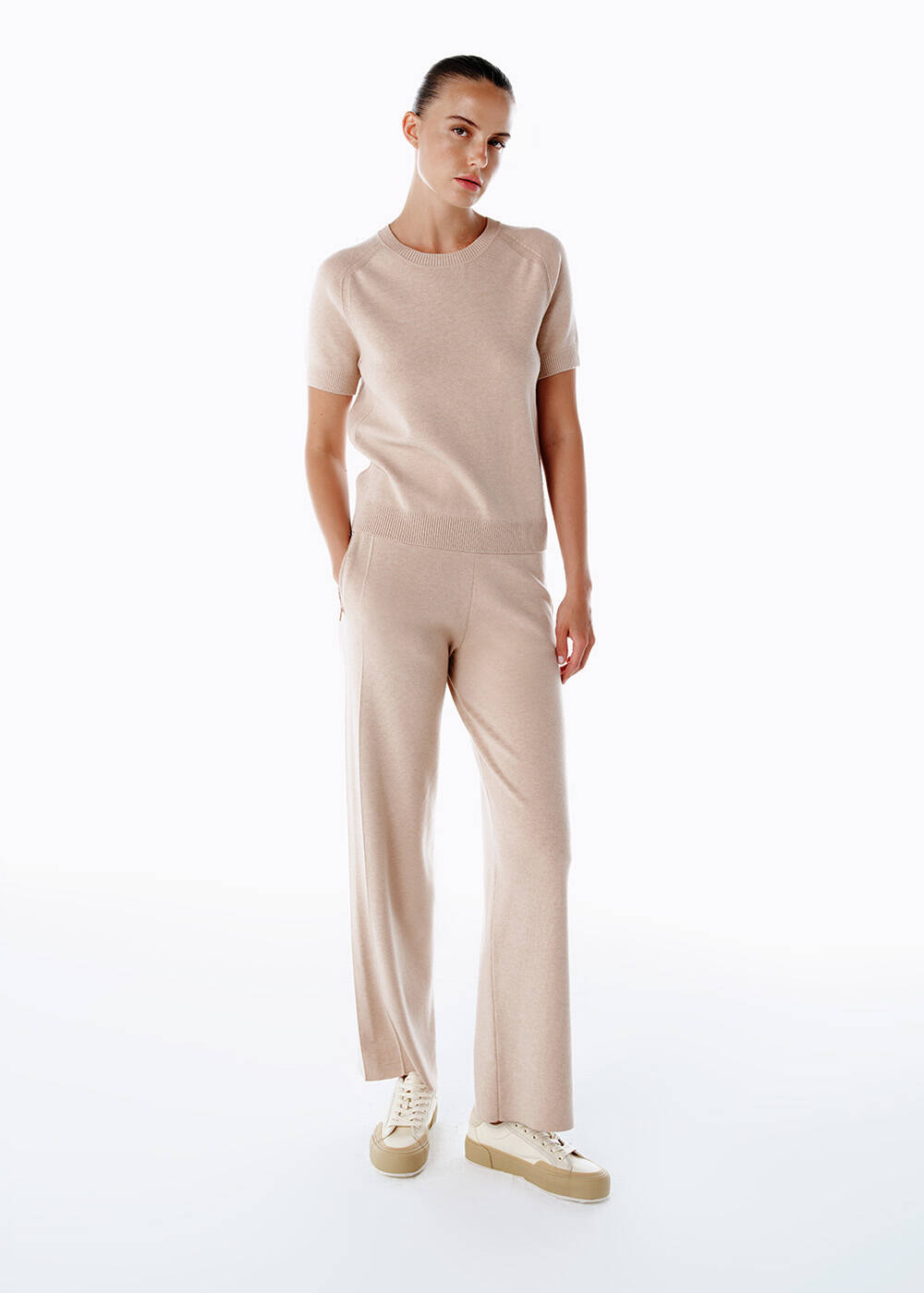 POWDER MERINO WOOL BLEND KNIT PANTS - 2