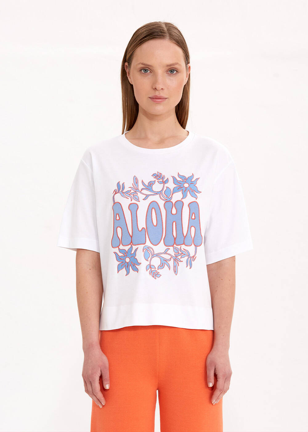 PURE COTTON CORNFLOWER ALOHA T-SHIRT - 1
