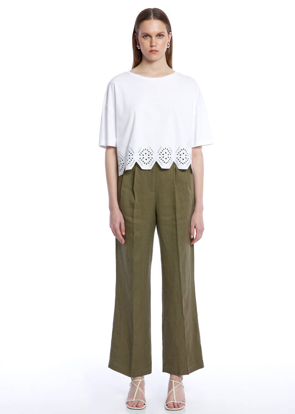 PURE COTTON EMBROIDERIED WHITE T-SHIRT - 2