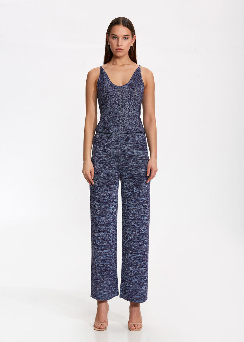 Rahat Kesim Lacivert Triko Pantolon - KNITSS