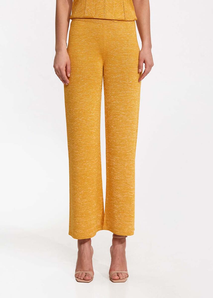Rahat Kesim Sarı Triko Pantolon - KNITSS