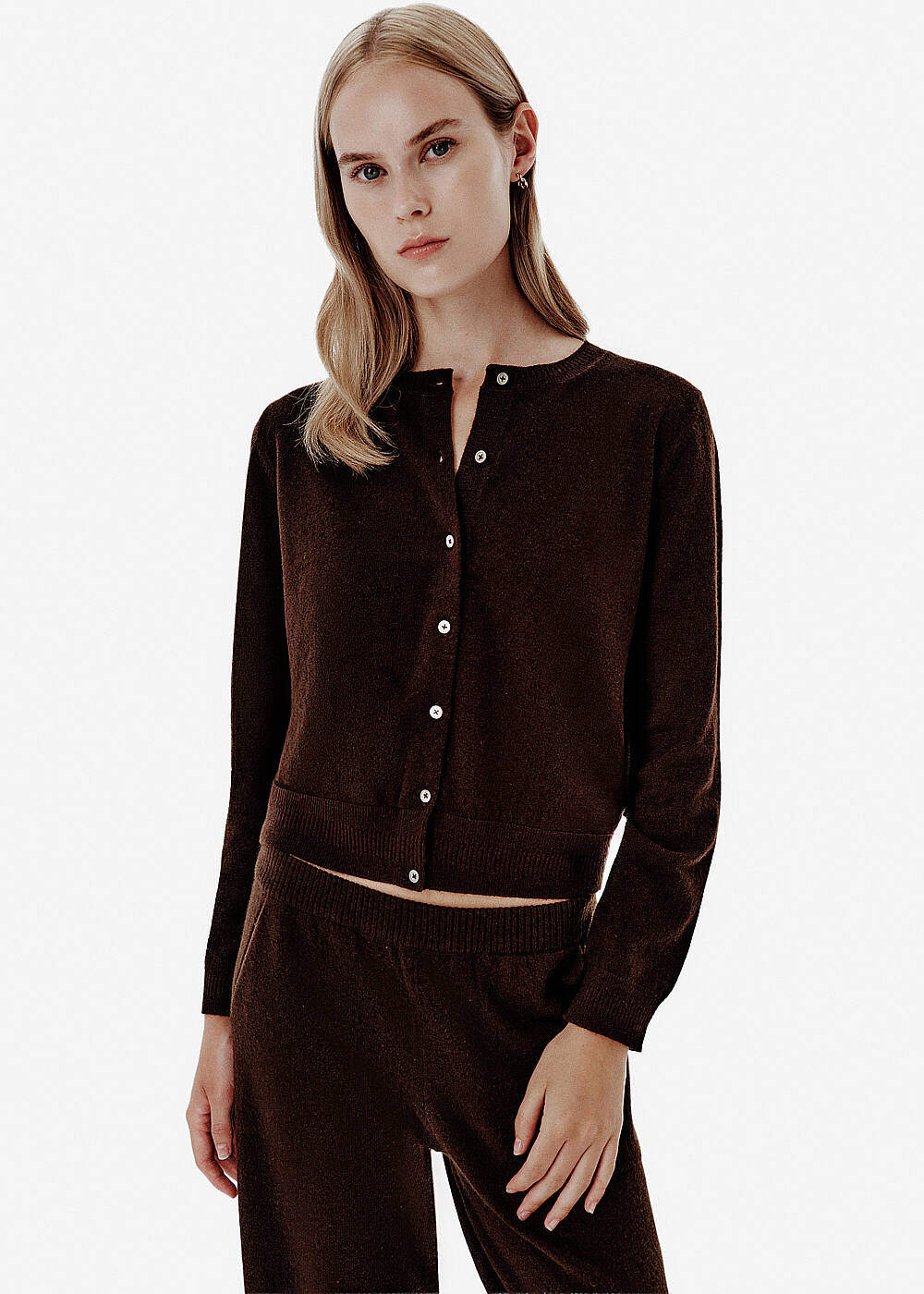 Regular Fit Brown Cashmere Cardigan - 1