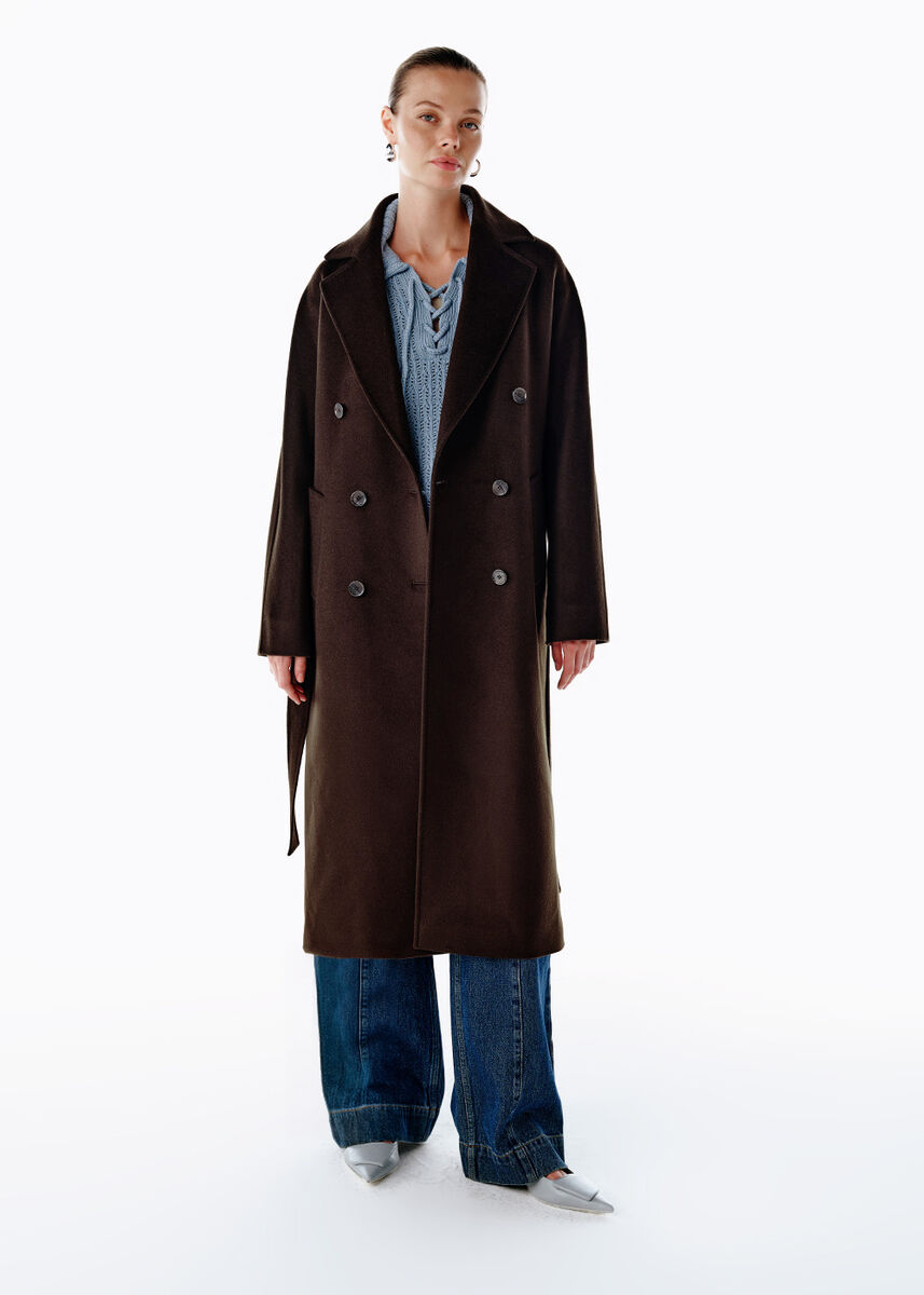 REGULAR FIT WOOL COAT COFFEE - KNITSS