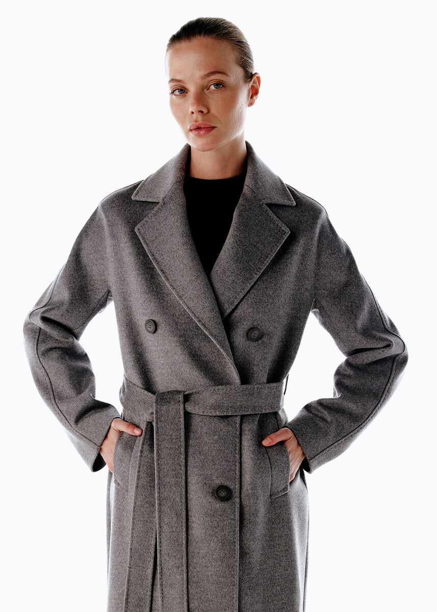 REGULAR FIT WOOL COAT GREY - KNITSS