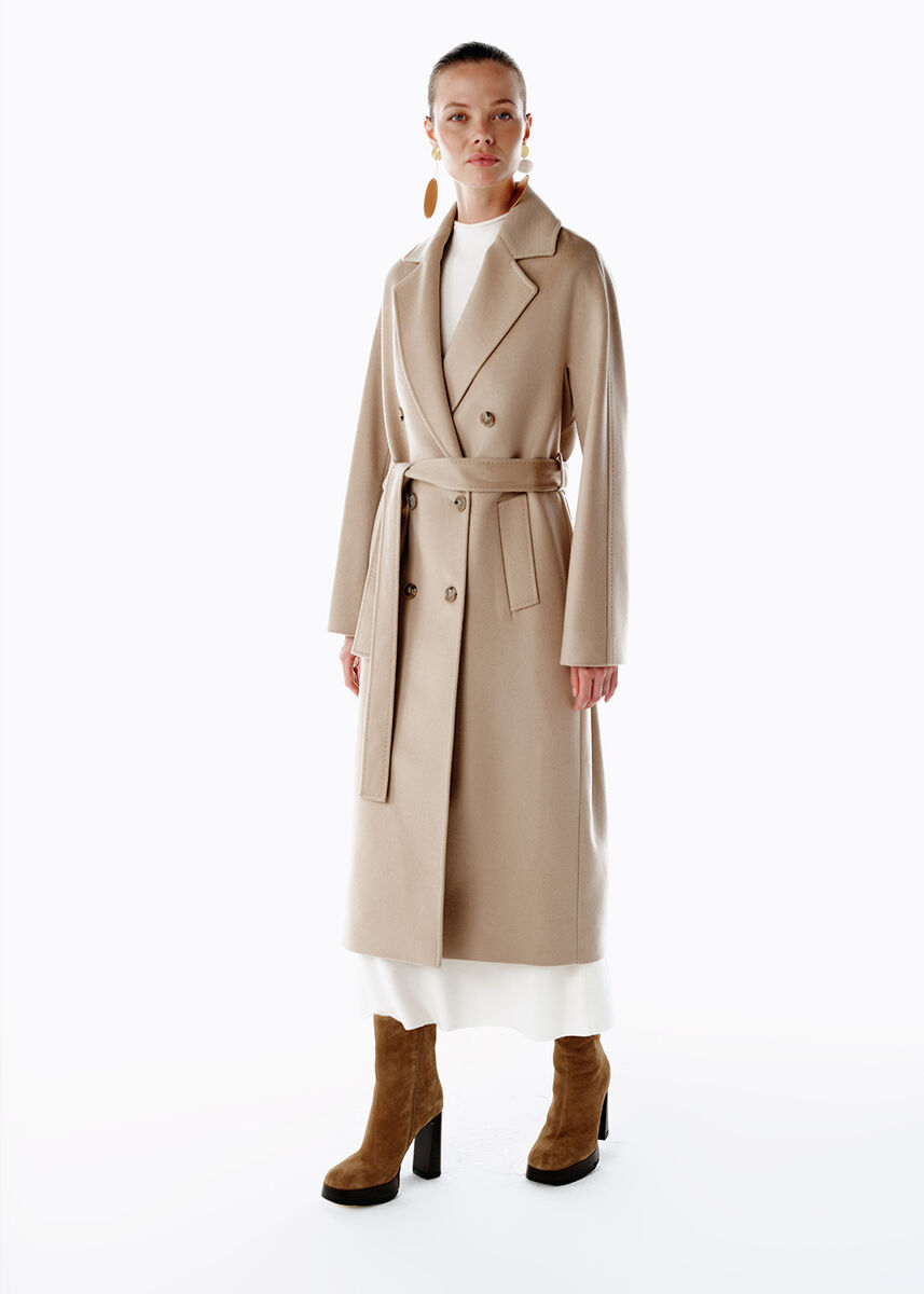 REGULAR FIT WOOL COAT LATTE - KNITSS