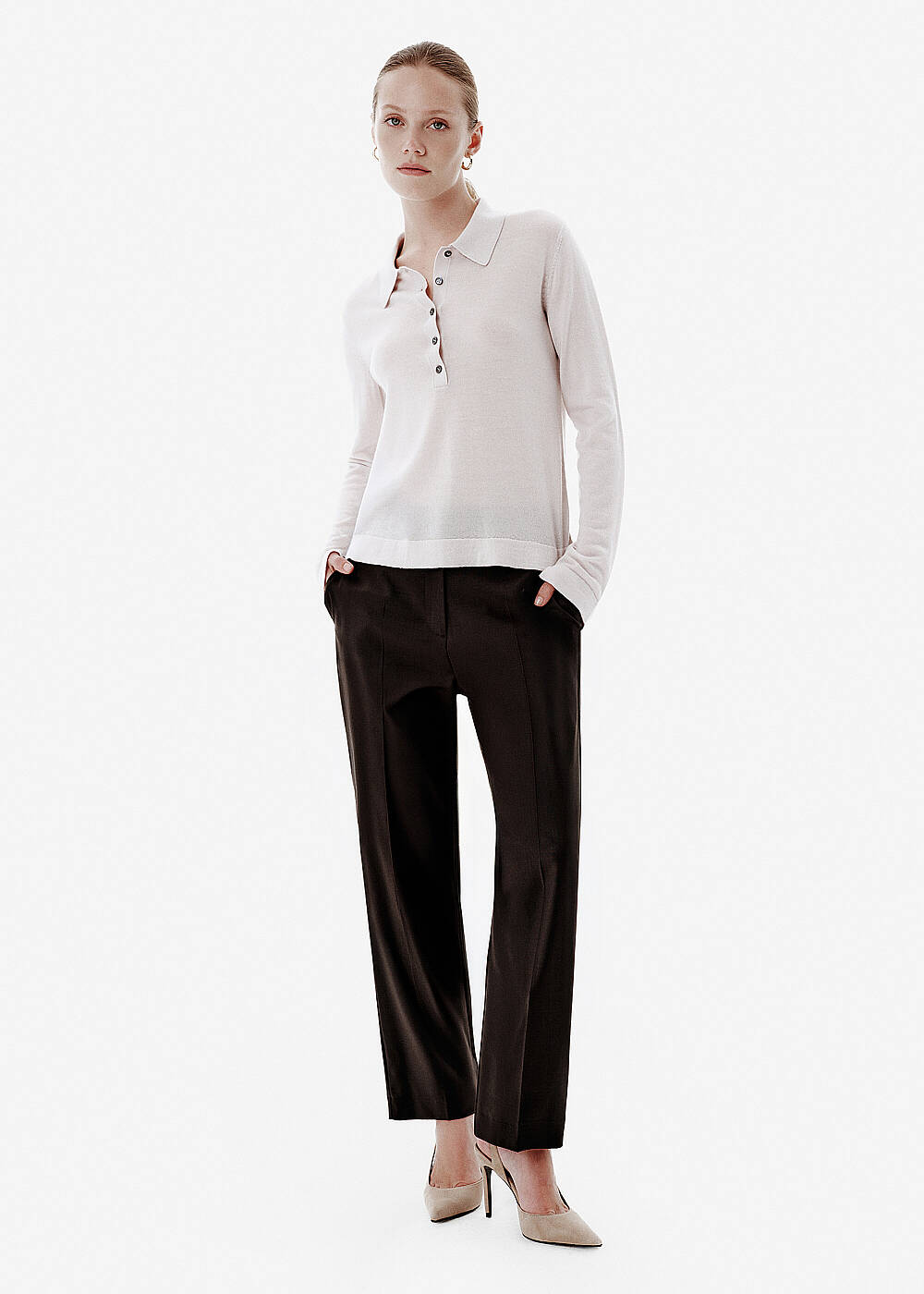 Relax Cut Straight Leg Brown Pants - 1