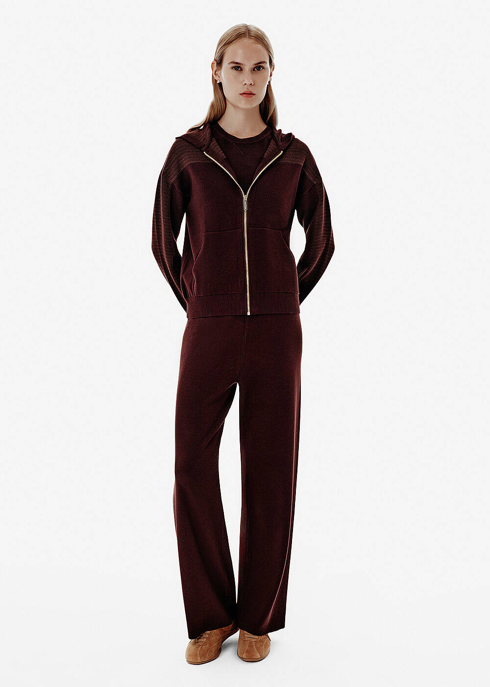 Relax Fit Brown Knit Lounge Pants - 1