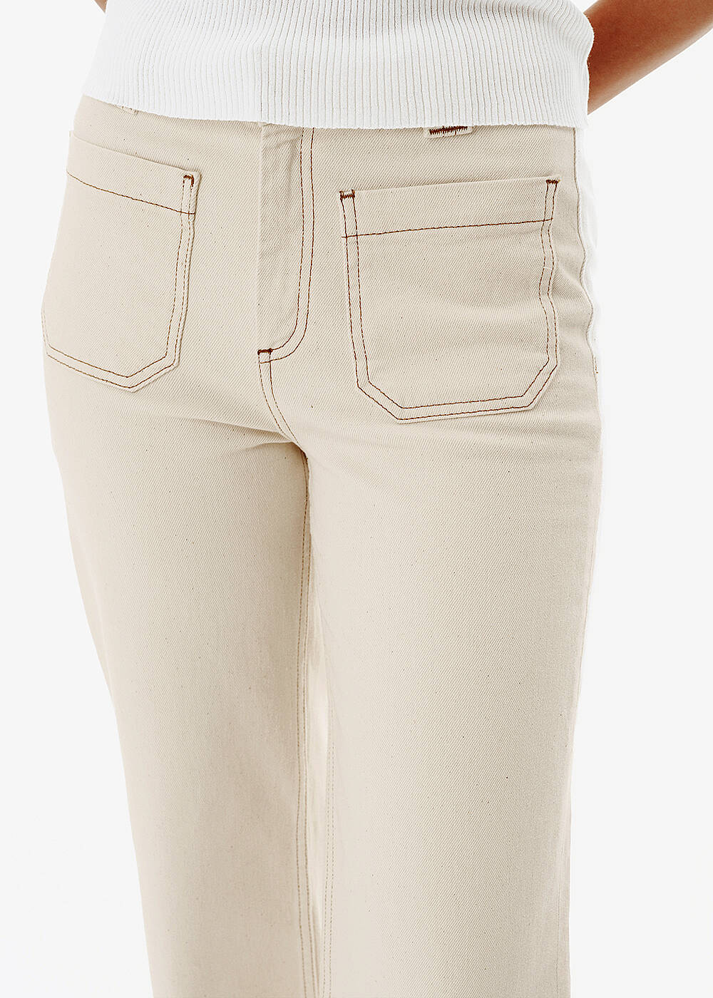 Relax Fit Cep Detay Bej Denim Pantolon - 2