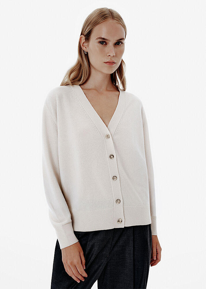 Relax Fit Ecru Knit Cardigan - KNITSS