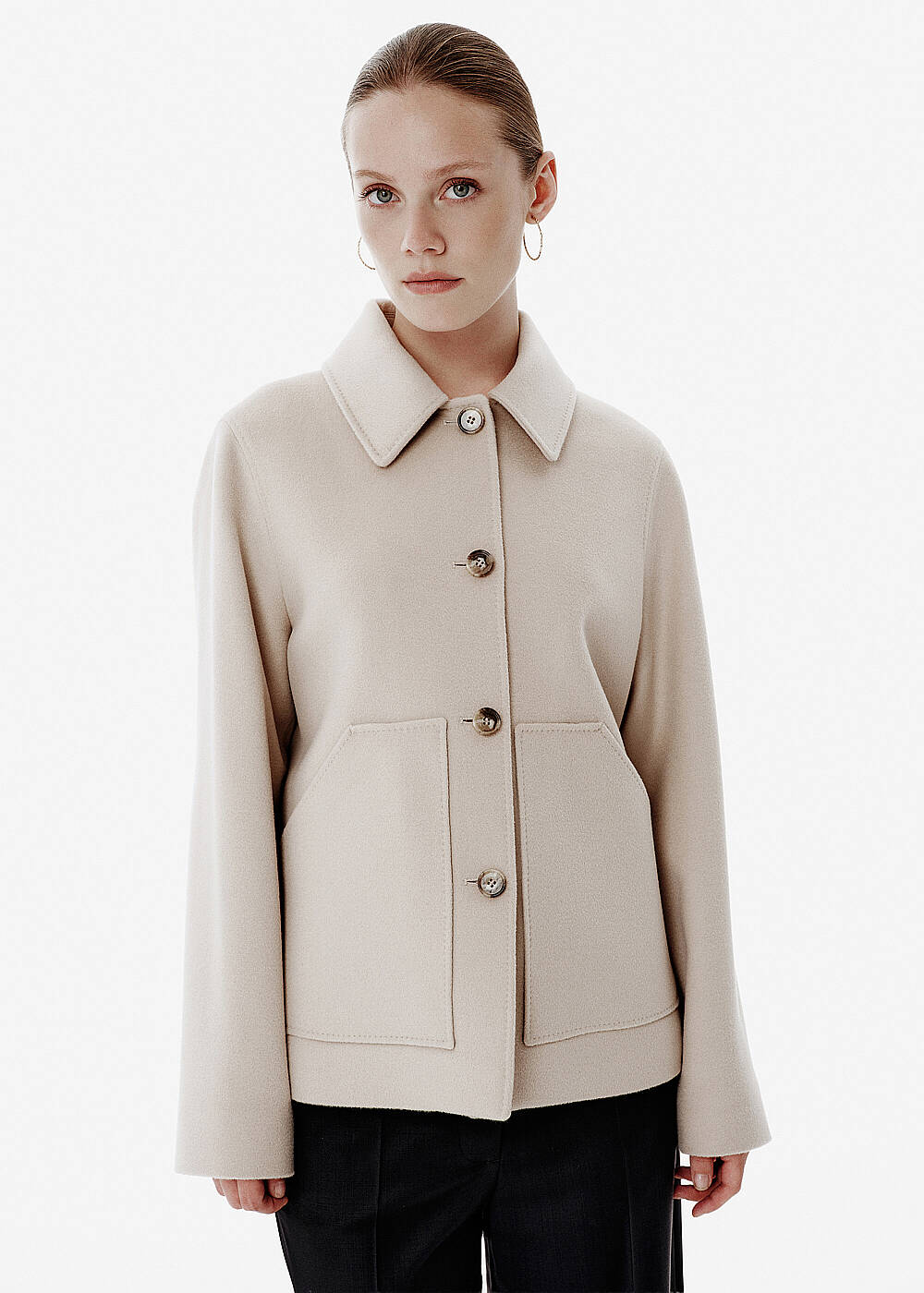 Relax Fit Pocket Detail Beige Coat - 1