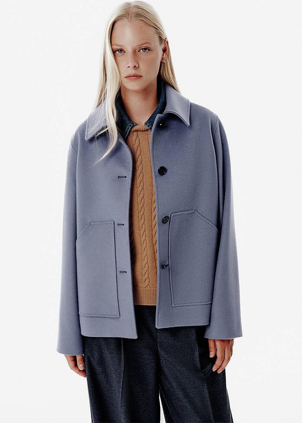 Relax Fit Pocket Detail Blue Coat - 1