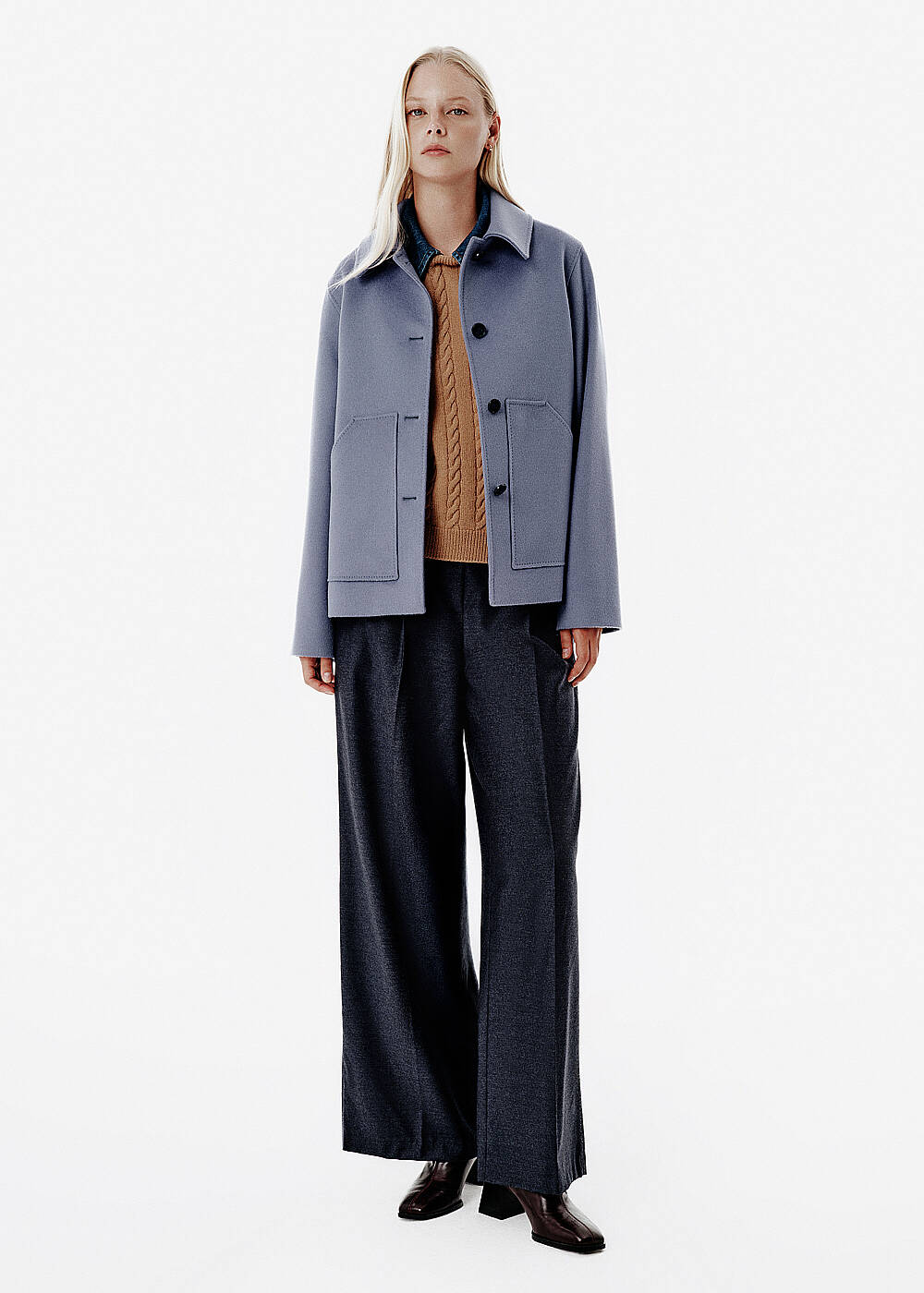 Relax Fit Pocket Detail Blue Coat - 2