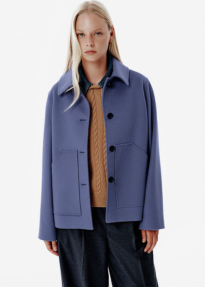 Relax Fit Pocket Detail Blue Coat - KNITSS