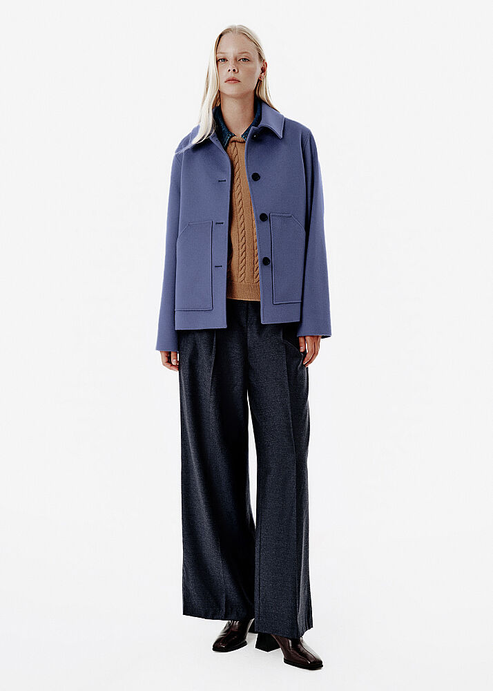 Relax Fit Pocket Detail Blue Coat - KNITSS (1)