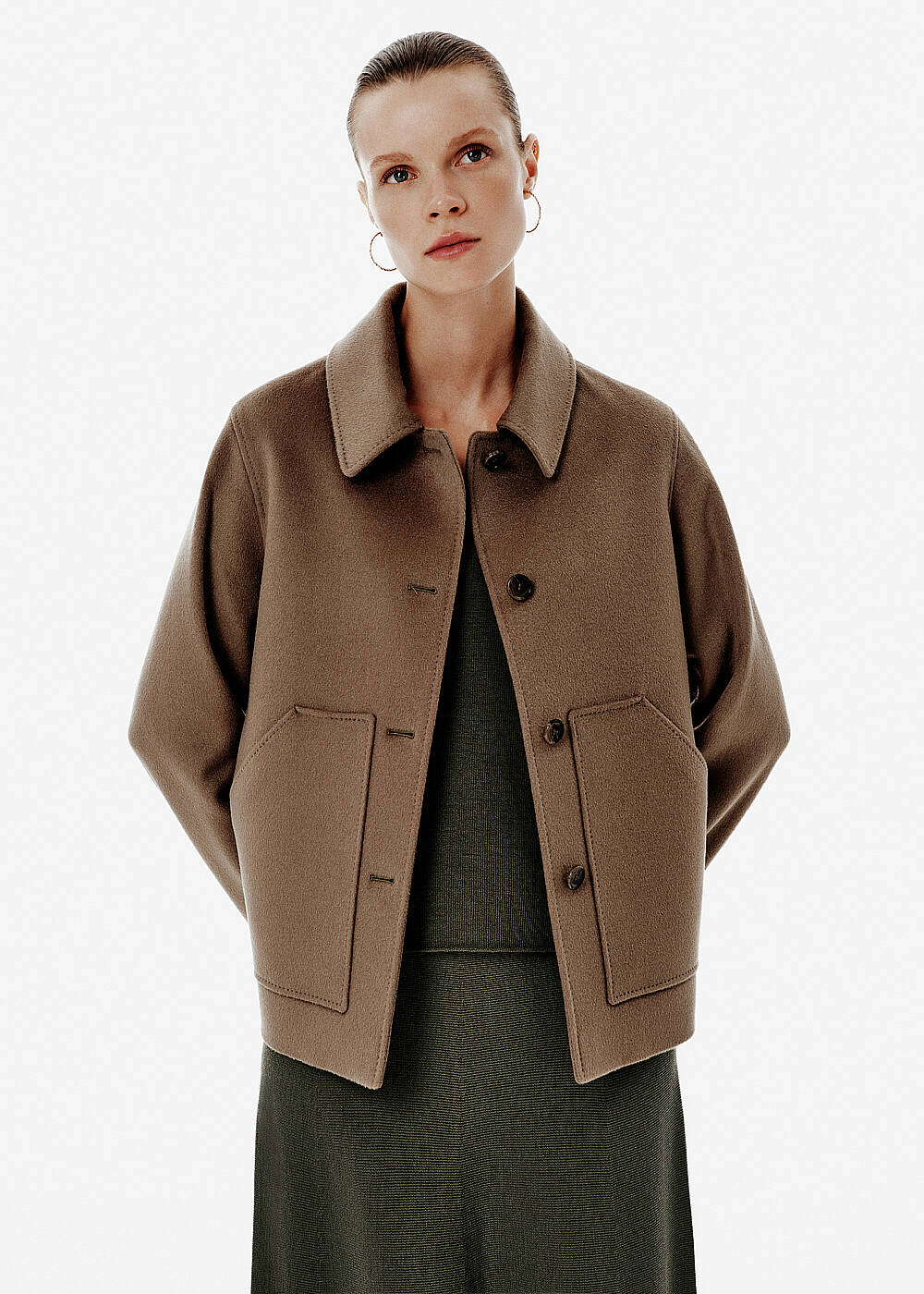 Relax Fit Pocket Detail Green Coat - 1