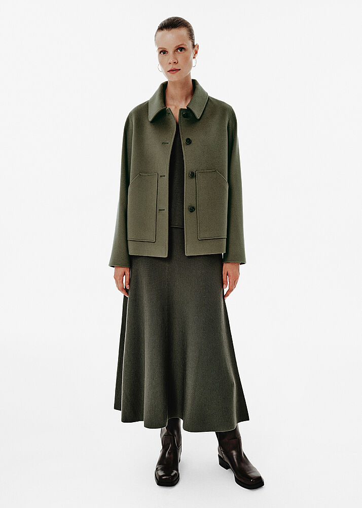 Relax Fit Pocket Detail Green Coat - KNITSS (1)