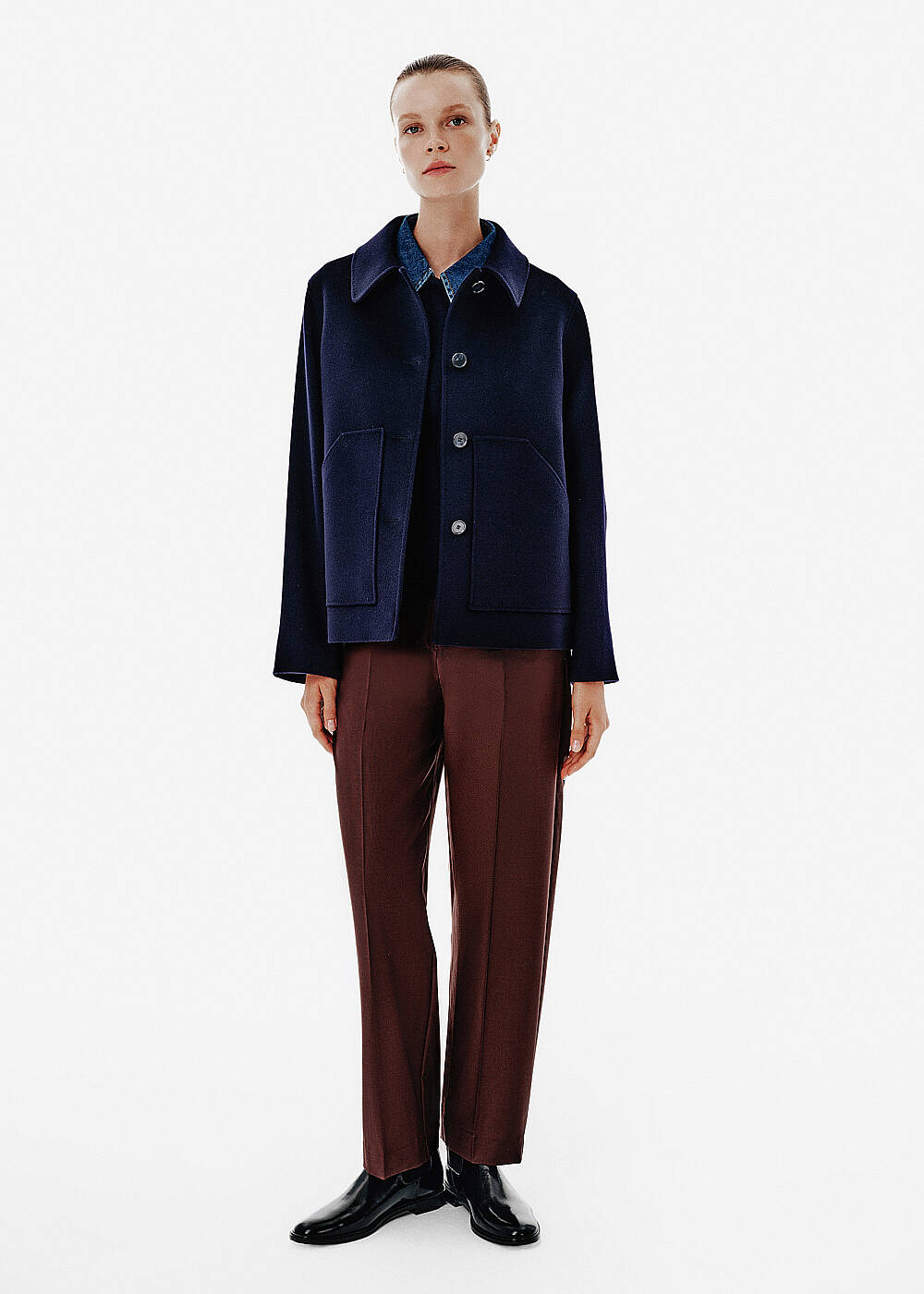 Relax Fit Pocket Detail Navy Coat - 2